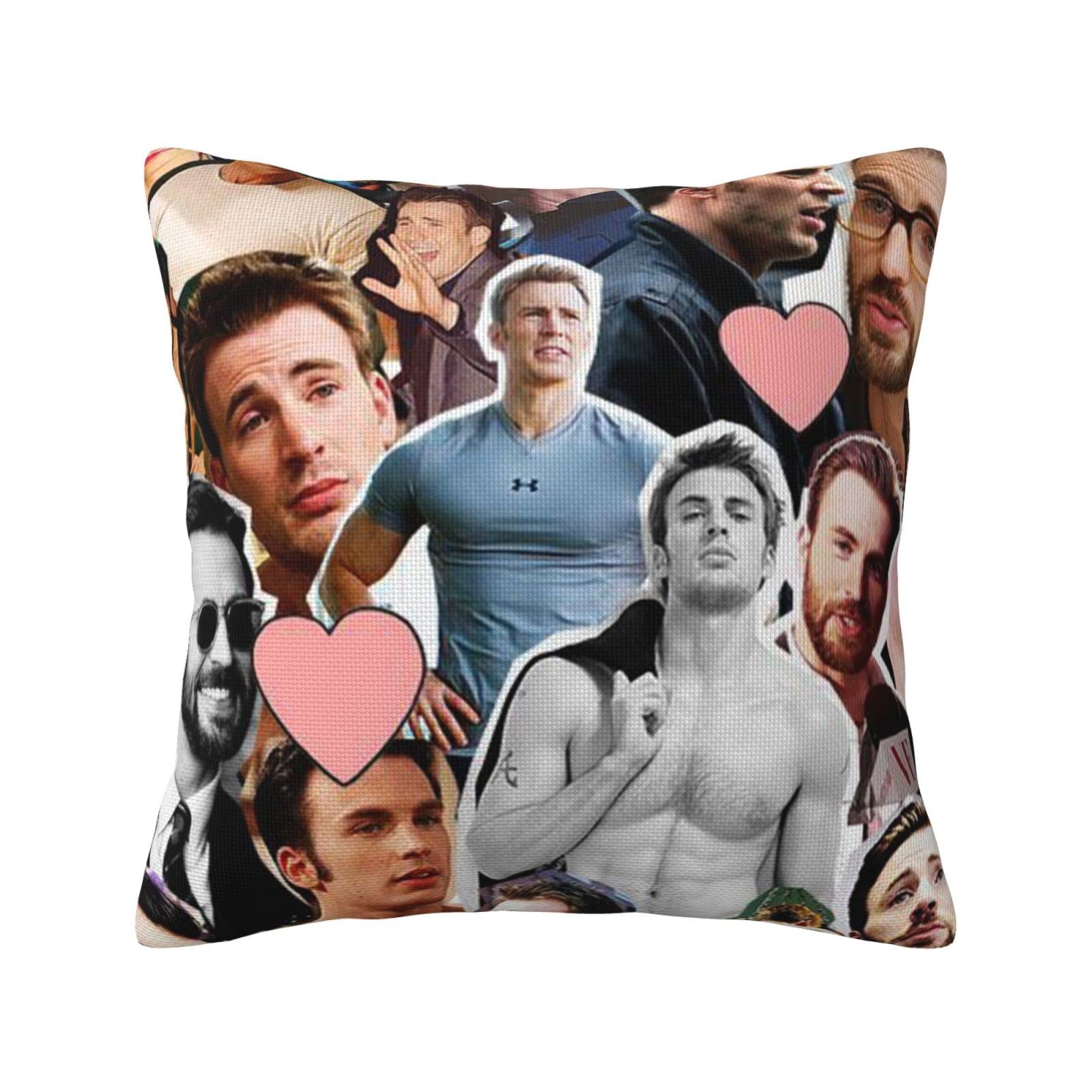 Chris Actor Evans Linen Decorative Throw Pillow Pillowcases Square Cushion Case Floor Pillowcases, Sofa Cushions, Cushion Covers