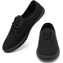 Womens White Canvas Sneakers Lace Up Canvas Shoes Low Top Fashion Casual Walking Shoes