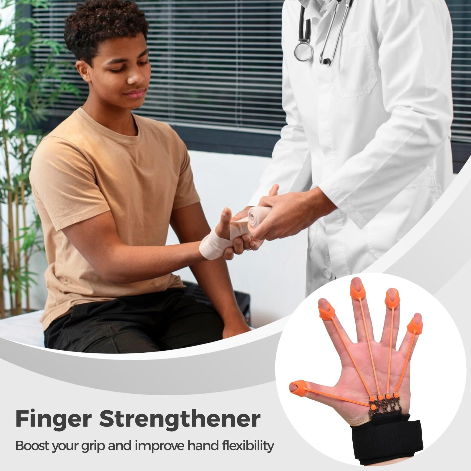 Fingerkrafttrainer, verstellbarer Handtrainer mit 30 Silikonbändern 40/60/75 lbs, Fingerstrecker für Training, Klettern und körperliche Konditionierung für Hand und Finger