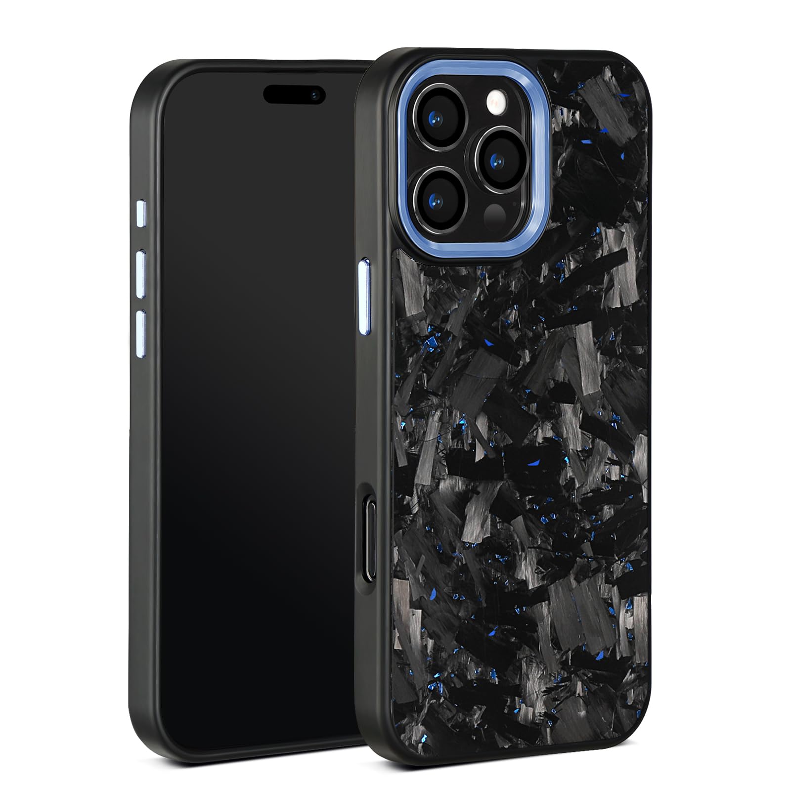 2025 New Forged Carbon Fiber Phone Case with Meta Frame & Buttons，Wireless Charging Compatible，Anti-Slip Magnetic Design for iPhone 16/15/14/13/12/11