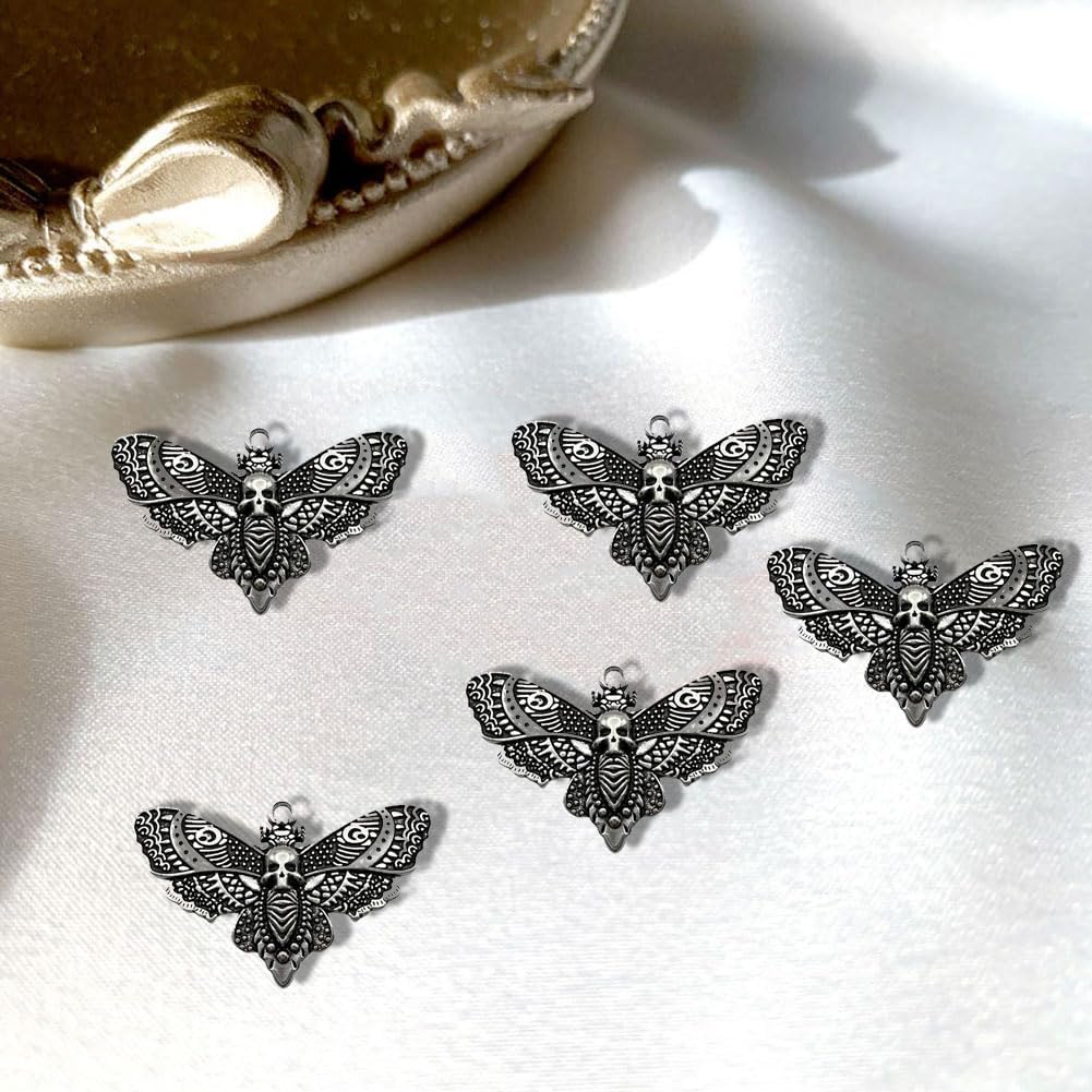 20PCS Skull Head Moth Pendant Alloy Gothic Moth Charms Death Head Insect Jewelry Charms For Jewelry Making DIY Bracelets Necklaces Crafts - Image 3
