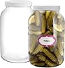 Pack of 2-1 Gallon Mason Jar - 128 Oz Glass Jars - Wide Mouth Clear Canning Jars with Air-tight Lids and Labels – Great for Pickling, Fermenting, Canning and More - Food Grade BPA Free & Dishwasher
