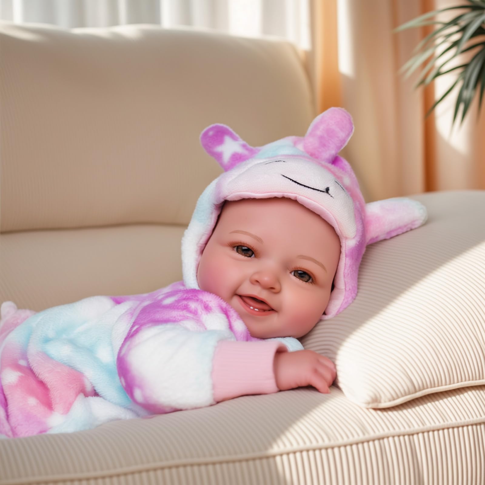 BABESIDE Muñeca de bebé de 43 cm / 17 Pulgadas con Cuerpo de Tela, muñeca con Encantador Atuendo, Chupete y biberón como Regalo para niños a Partir de 3 años