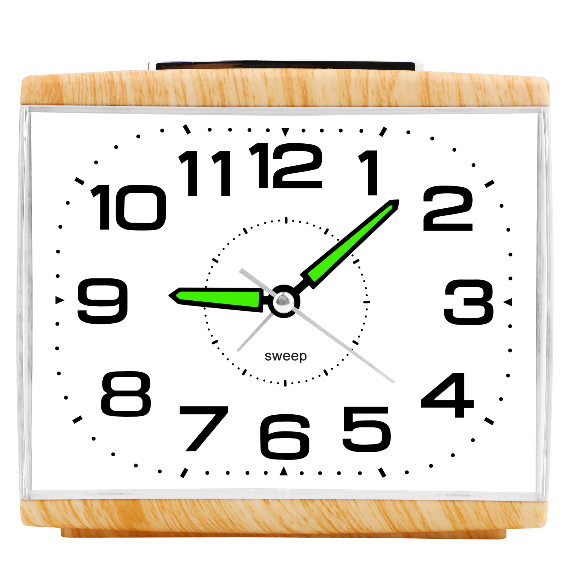 Ayybboo Analog Seniorenwecker ohne Ticken, laut Alarm, Nachtlicht - Großes Zifferblatt Quarzwecker, Schlafzimmer (Holzfa