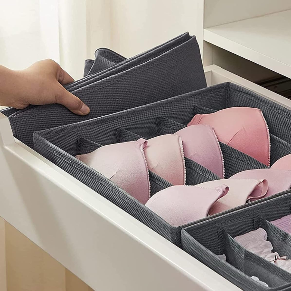 VALICLUD 4pcs Foldable Underwear Storage Cases and Closet Organizers for Underwear and Socks, Damage-resistant Non-woven Fabric Drawer Dividers, Reusable Sundries Organizing Box for Daily