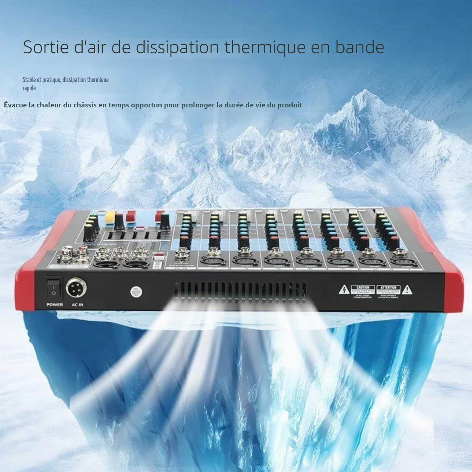 M6, console de mixage professionnelle, audio, DJ, console à barre de son avec USB/MP3/Bluetooth, scène, en direct, table de mixage intégrée, effet numérique, musique, mixeur, 7 canaux, + 48 V