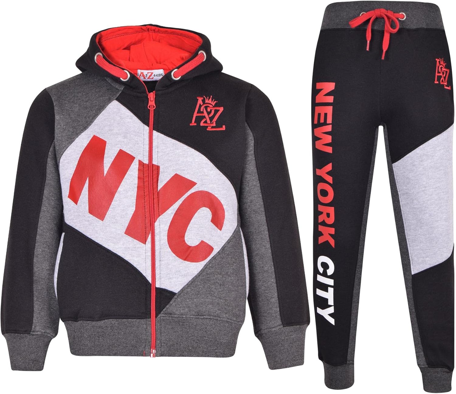 Kids Boys Tracksuit NYC DLX PROJECT Print Hoodie & Bottom Jog Suit Age 7-13 Year