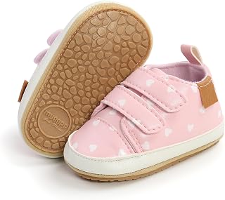 Baby Boys Girls Shoes - PU Leather Baby Sneakers with Anti-Slip Rubber Sole for Infant First Walkers Toddler Crib Shoes