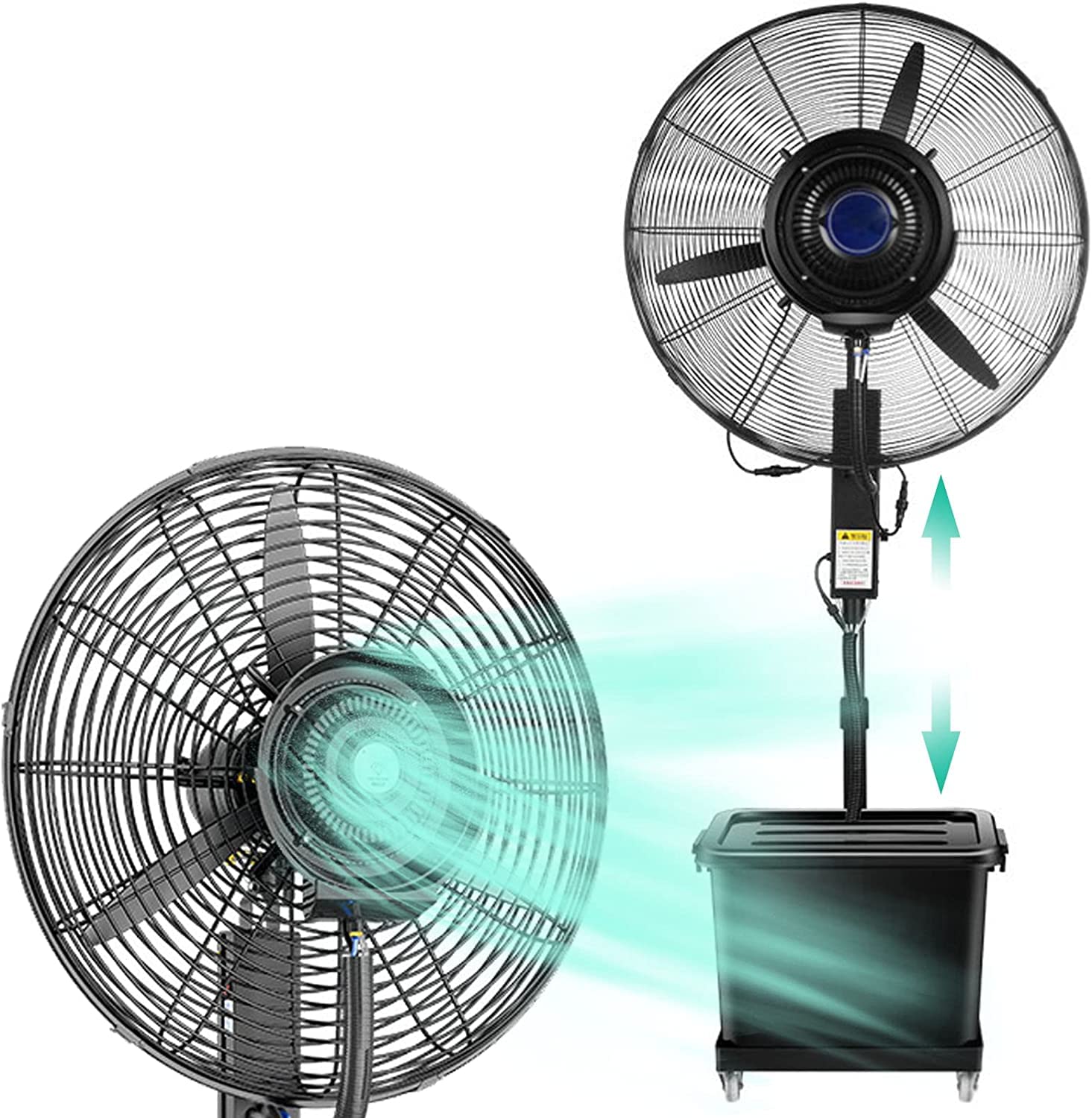asdchZen Floor Fan With Mist, Outdoor Misting Oscillating Pedestal Fan With 43L Tank, 3 Speeds Cooling For Garden Backyard,70CM