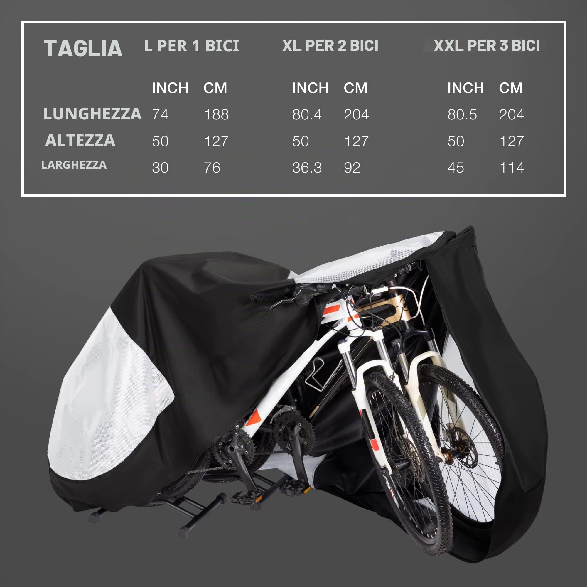 TeamObsidian Telo Copri Bicicletta da Esterno Impermeabile - Telo Copri Bici 600D - Copribiciclette da 1 a 3 Biciclette - Copribicicletta per Viaggio Trasparente - Copertura Biciclette per Esterno