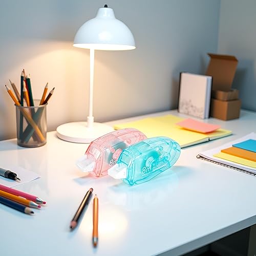 Miniatura 8 de Cinta adhesiva adhesiva de doble cara, 0.236 in x 26.2 ft, color rosa y azul, cinta adhesiva para escuela, oficina, papelería, papelería japonesa,