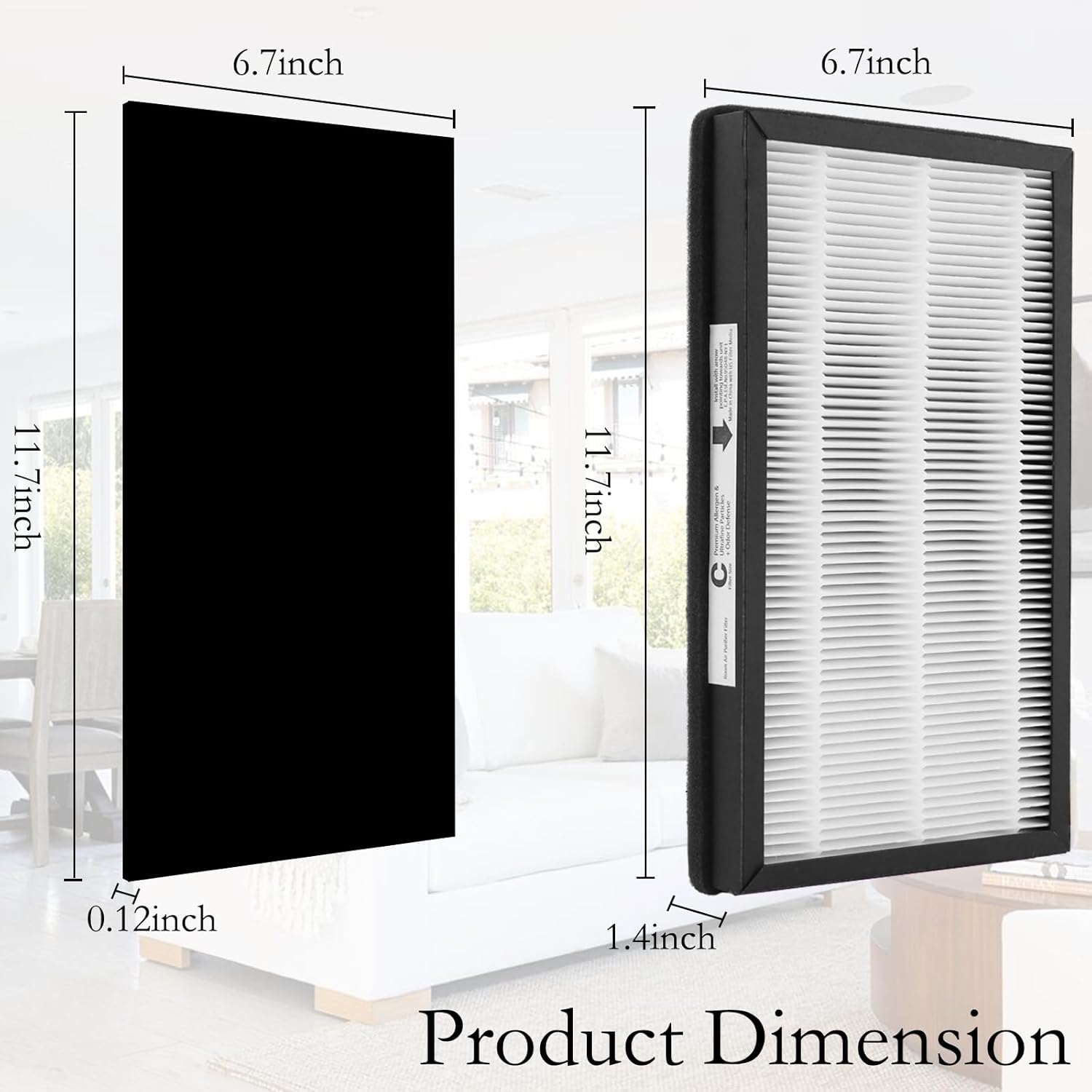 Replacement Filters C, Compatible with Idylis IAF-H-100C, IAP-10-200, IAP-10-280 Air purifier, 2 Pack Type C Hepa Filter with 4 Activated Carbon Pre-Filter