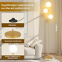YuveSeqin arany állólámpa távirányítóval, 3 E27 LED izzóval, nappali hálószoba irodai lámpa 170 cm 2