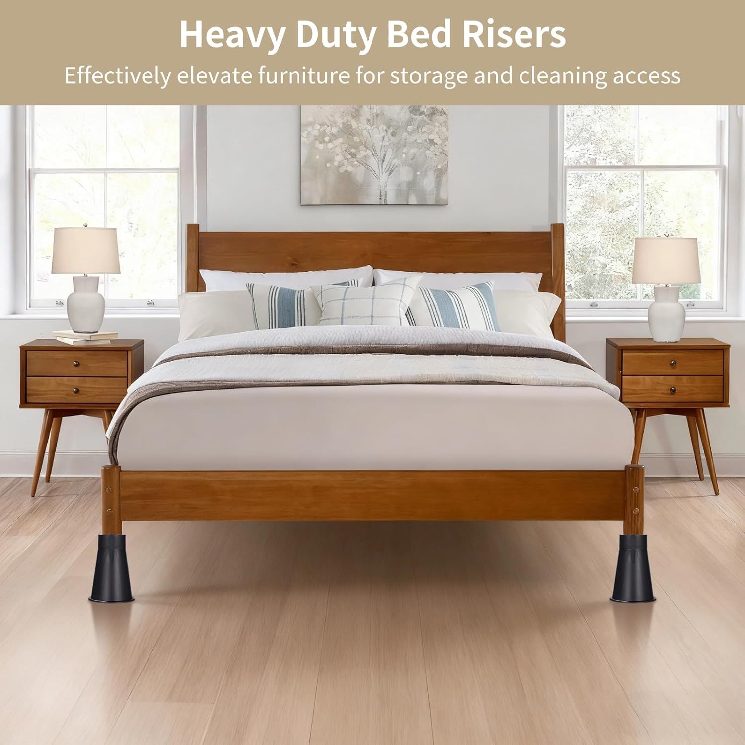 OMISTAR 4 Pcs Bed Risers, Adjustable Furniture Risers with Rubber Bottom, 6/7.8/9.6/11.4 in Height Options, Stackable Design, Heavy Duty Bed Risers for Sofas, Tables, and Furniture