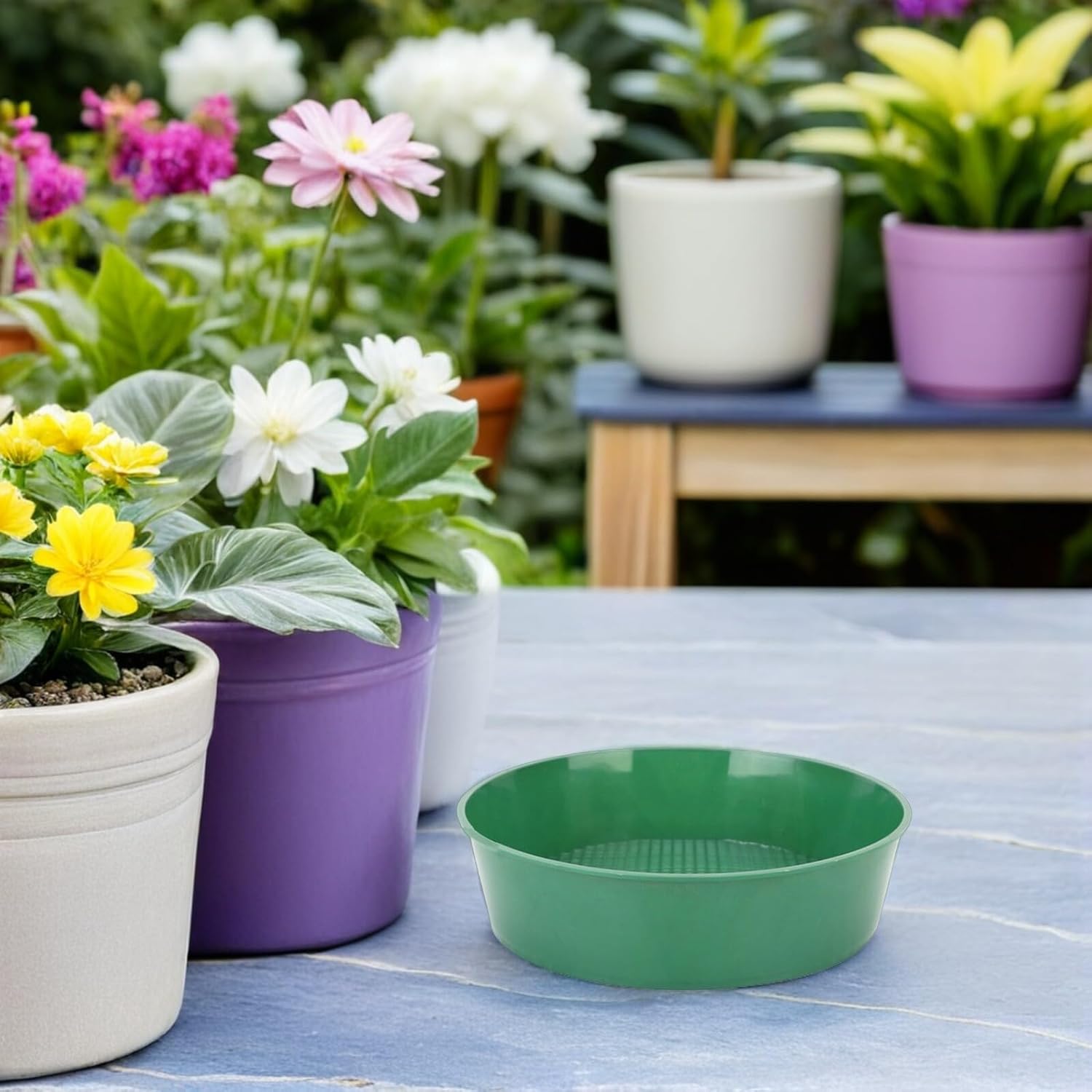 Garden Sifter for Soil Plastic Mesh Soil Sifting Tool Dirt Strainer Manual Garden Sieve for and Rocks Screening