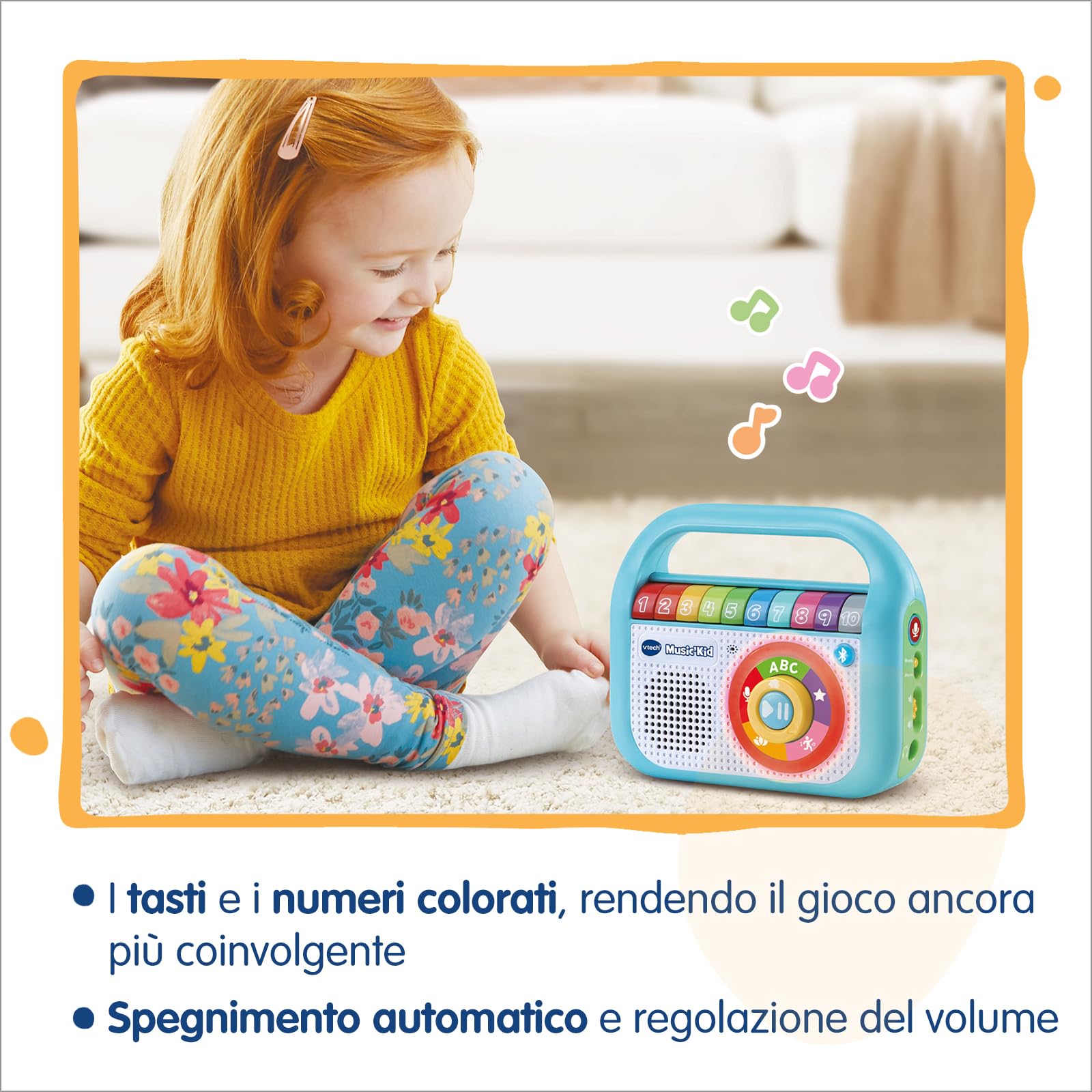 VTech Music Kid Lettore MP3 Bambini 40 Brani Originali Zecchino d'Oro Bluetooth Walkman Italiano