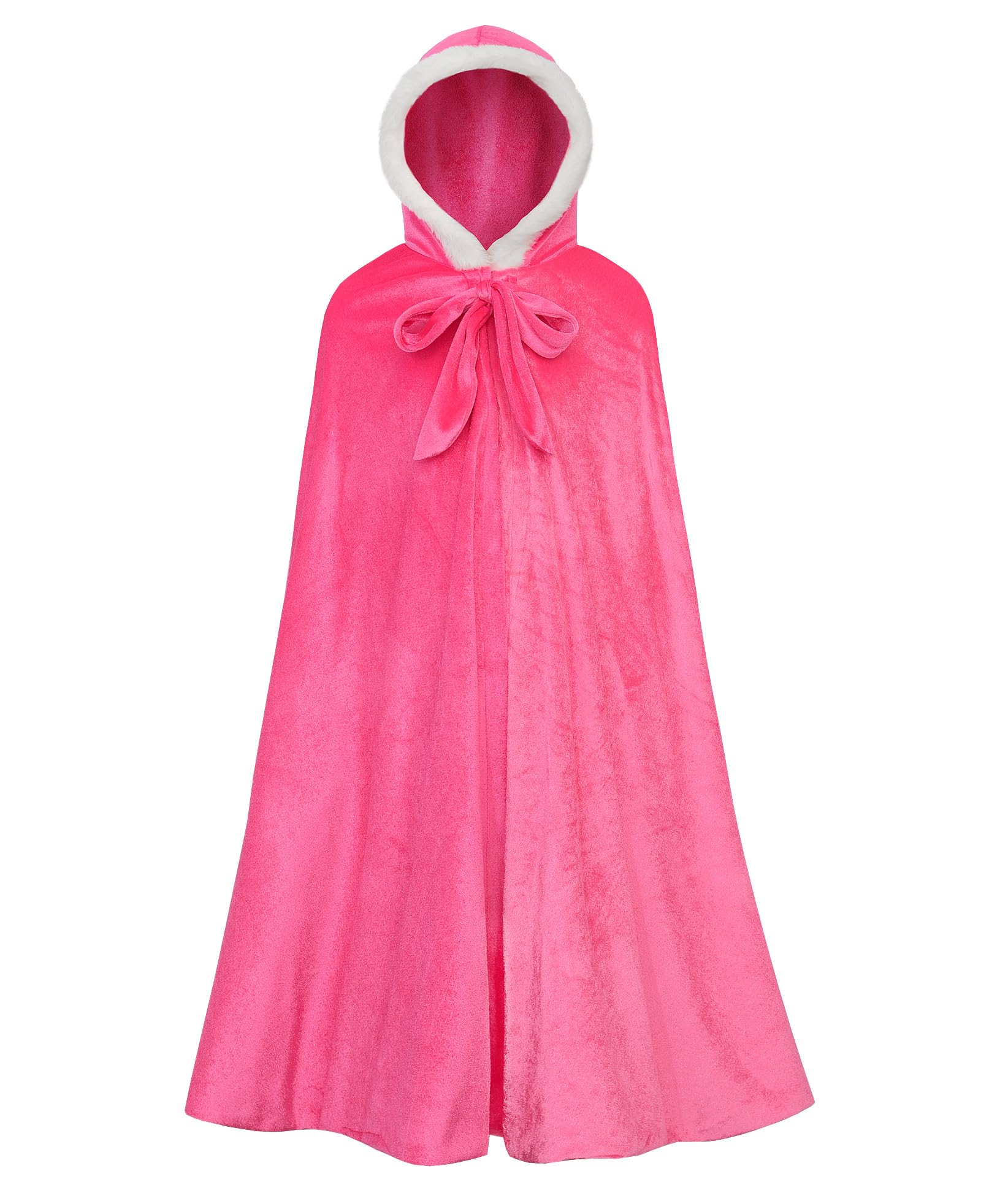 JerrisApparel Girls Cape Dress Coat Matching Princess Costume Christmas Carnival (M, Rose)