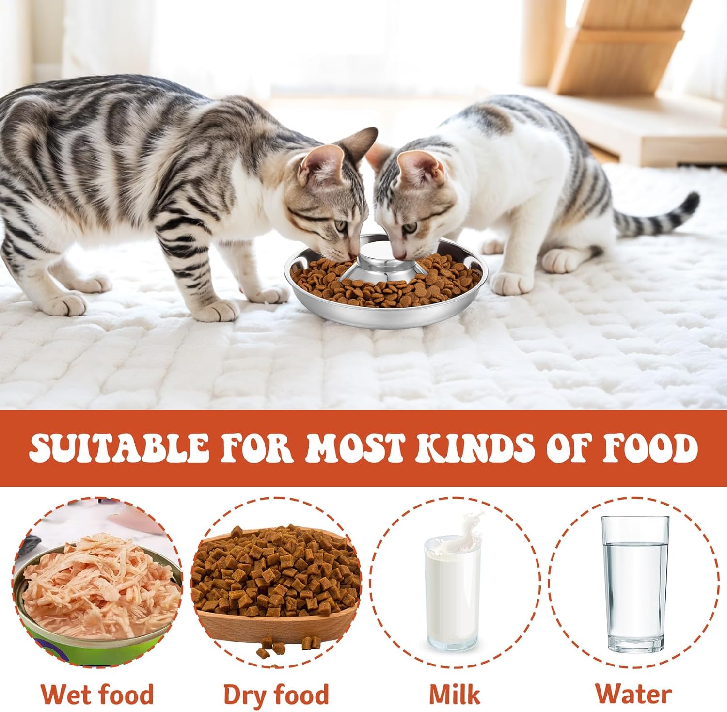 4 Pcs Stainless Steel Puppy Weaning Bowls, Cat Bowls for Food Water, Multiple Puppies Feeder Whelping Dishes, Litter Feeding Station Pans for Small Dogs Cats Eating at Same Time