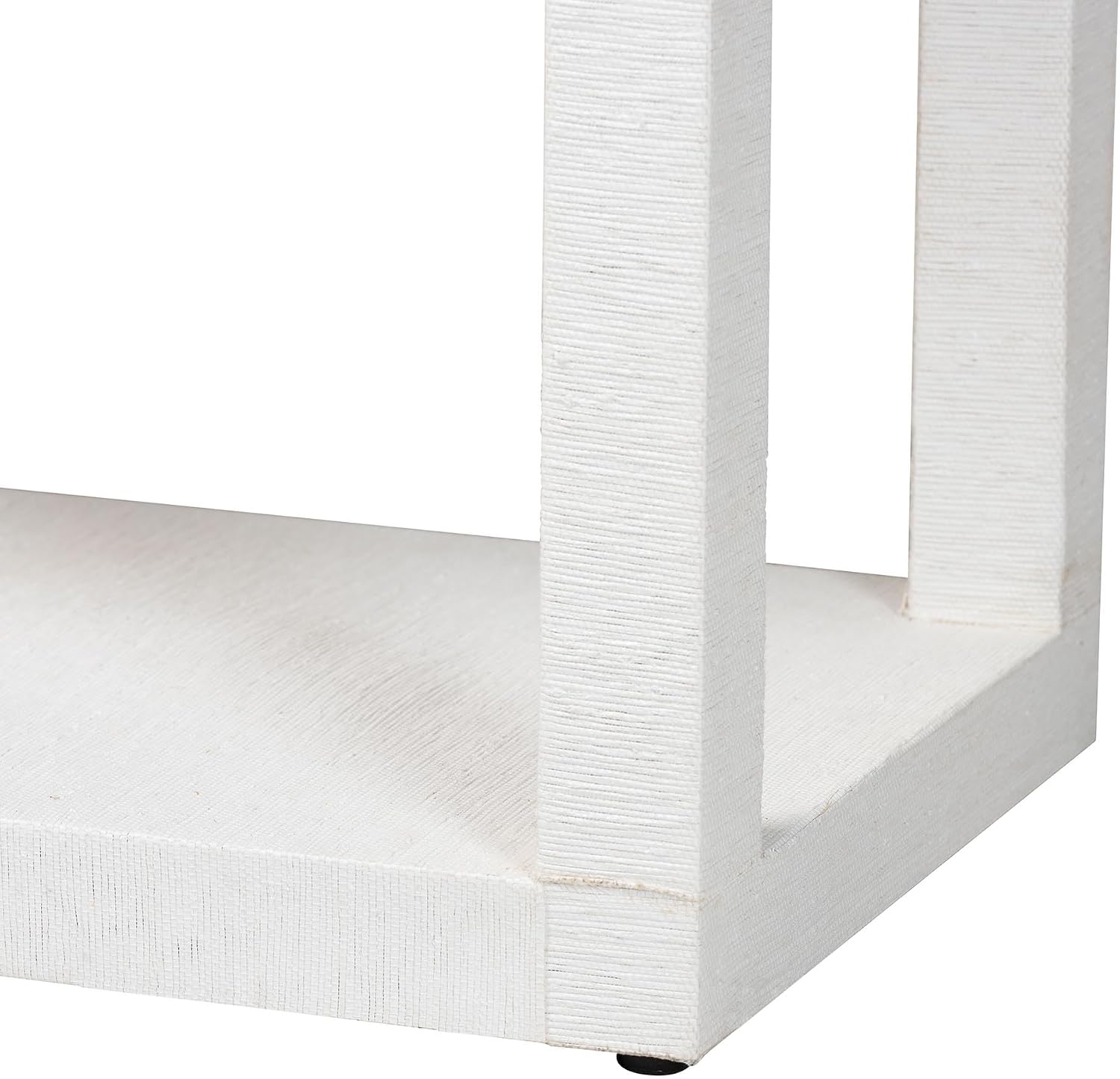 Bali & pari Oaklynn Natural Grasscloth Console Table - Two-Tier Entryway Table with Open Frame, Modern Coastal Accent Table for Living Room or Hallway, White