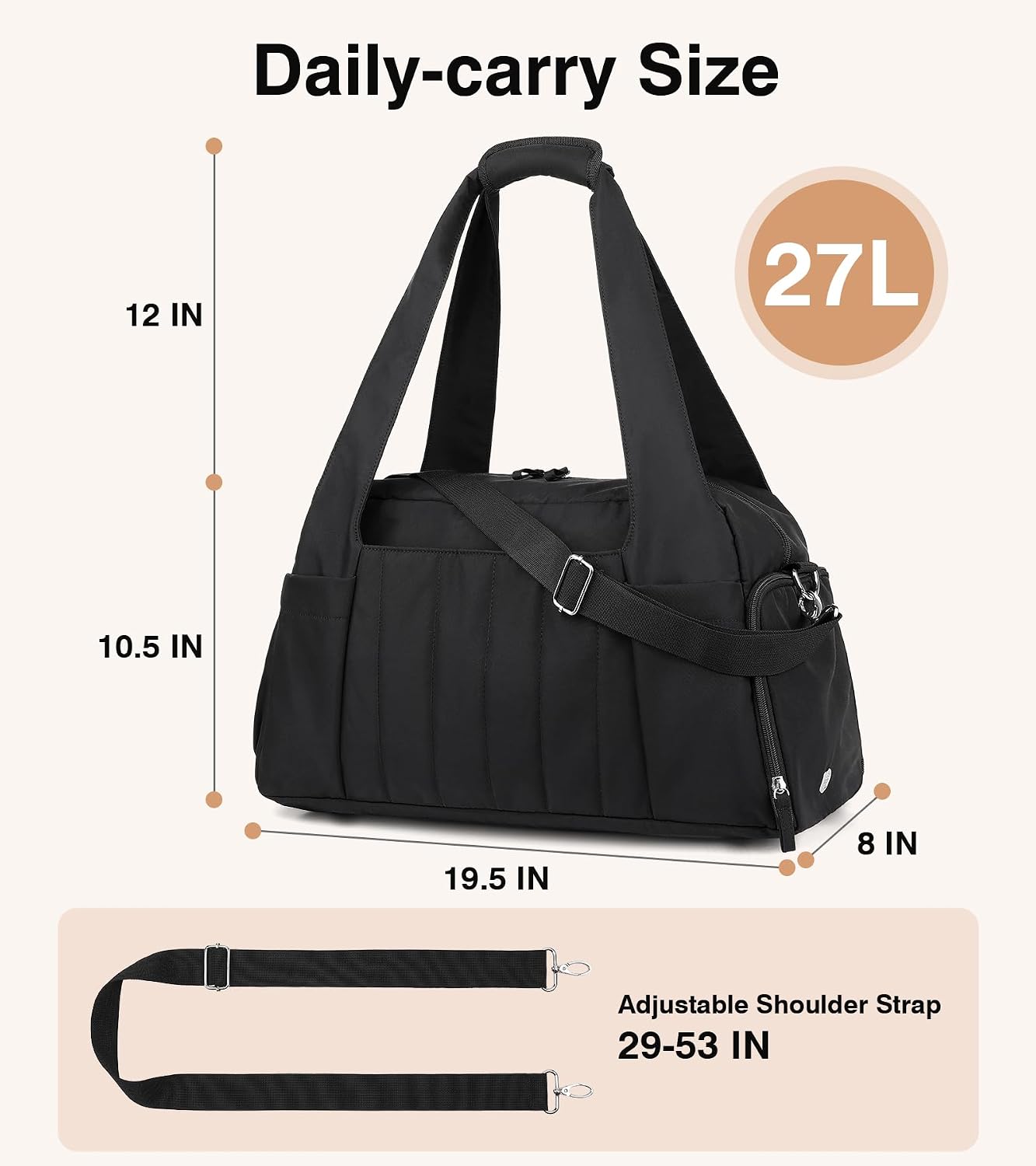 Marvolia Gym Bag for Women with Yoga Mat Holder, Sports Duffle Bag for Travel with Shoes Compartment, Tote Bag with Wet Pocket for Yoga Workout, Dance