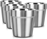 Vista 1 de Beasea Mini vasos de acero inoxidable, juego de 4 vasos de metal de 6 onzas, apilables de acero inoxidable 304, vasos de doble pared con aislamiento