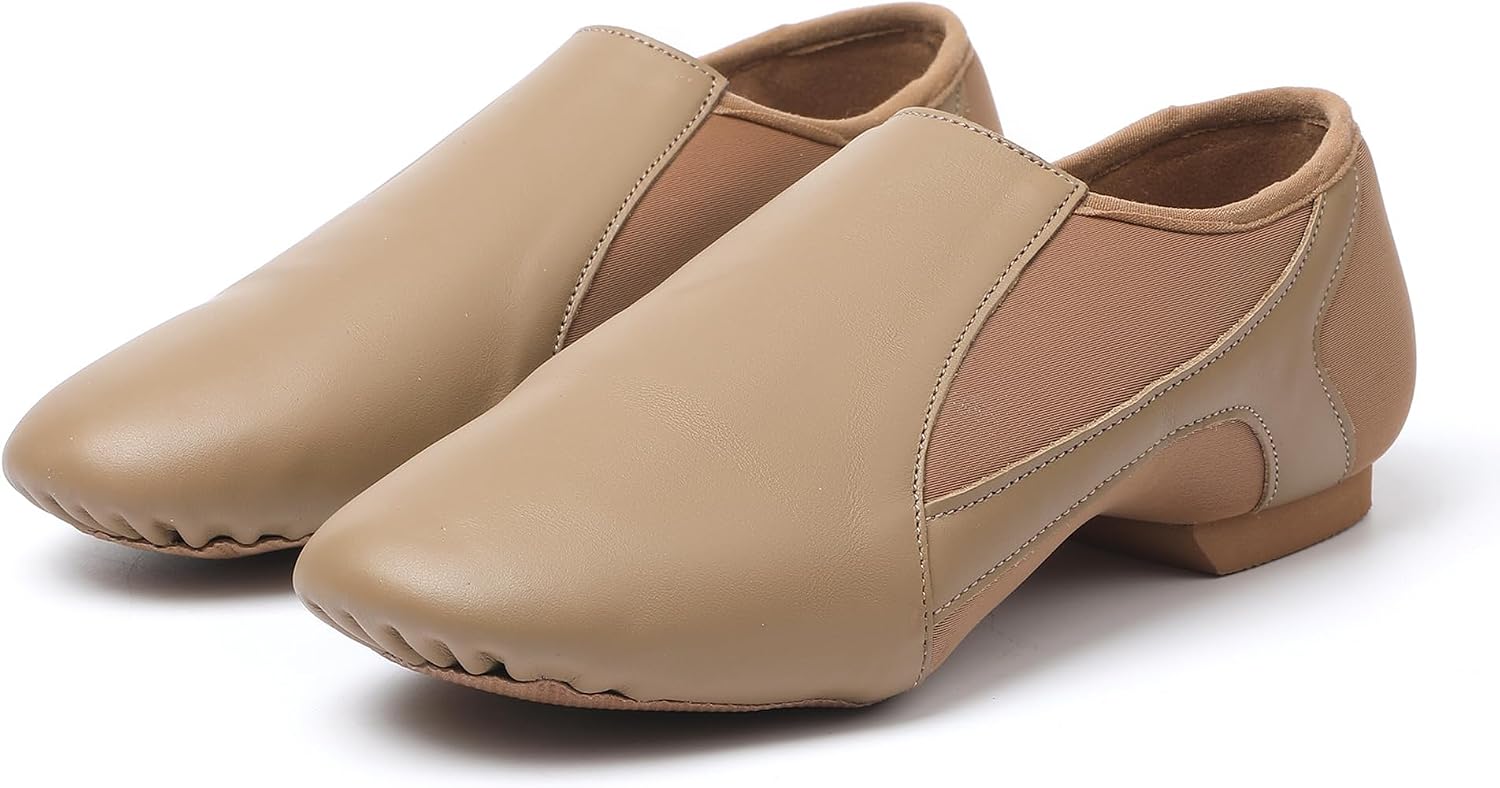 Jazz Dance Shoes for Women and Men, PU Leather Slip On