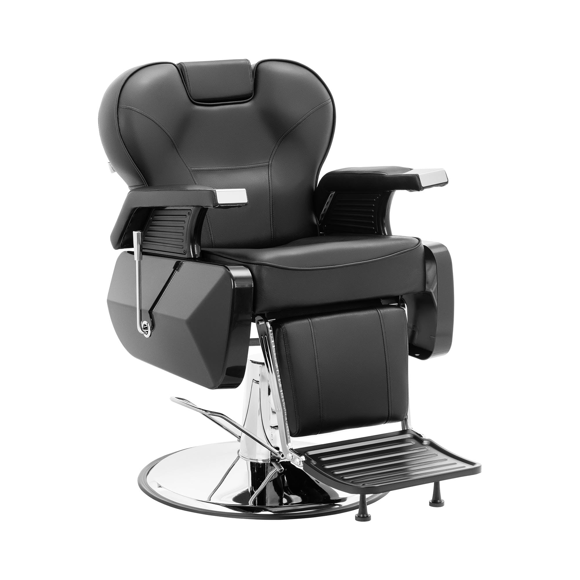 Physa Eaves Black Friseurstuhl mit Fußstütze 57-69 cm 150 kg Schwarz Kunstleder Edelstahl-Basis höhenverstellbar Rückenlehne neigbar 360° drehbar Barberstuhl Friseursessel