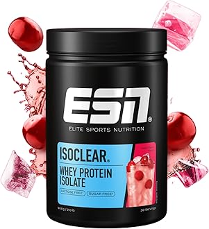 ESN ISOCLEAR Whey Isolate Protein Powder, Fresh Cherry, 908 g, Protein Slime with Delicious Fruity Flavor, Light Whey - Made in Germany