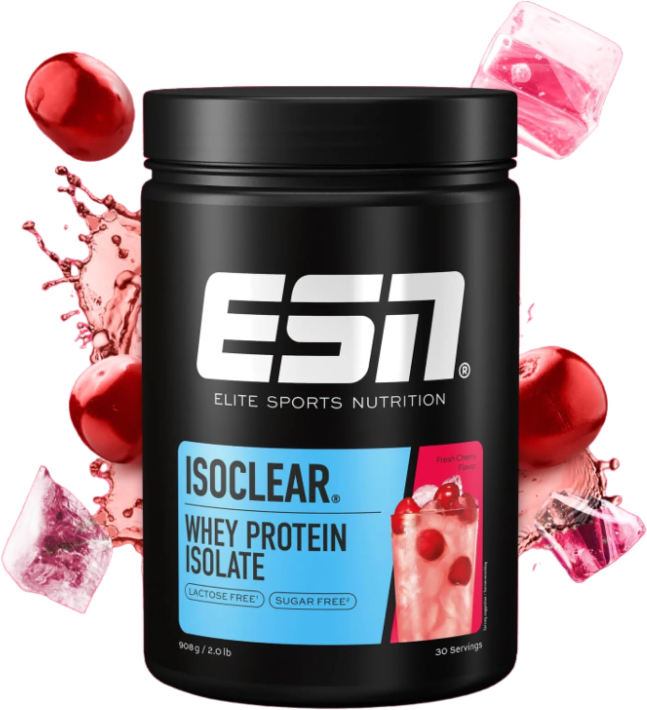 ISOCLEAR Whey Isolate Protein Powder, Fresh Cherry, 908 g, Protein Slime with Delicious Fruity Flavor, Light Whey - Made in Germany