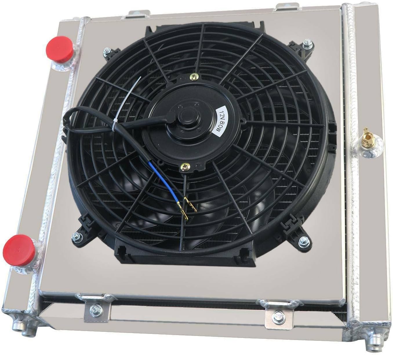 ReadyCool 3 Row Radiator Shroud Fan Relay Kit for Dragster Roadster Double Pass 80108N, Full Aluminum Radiator