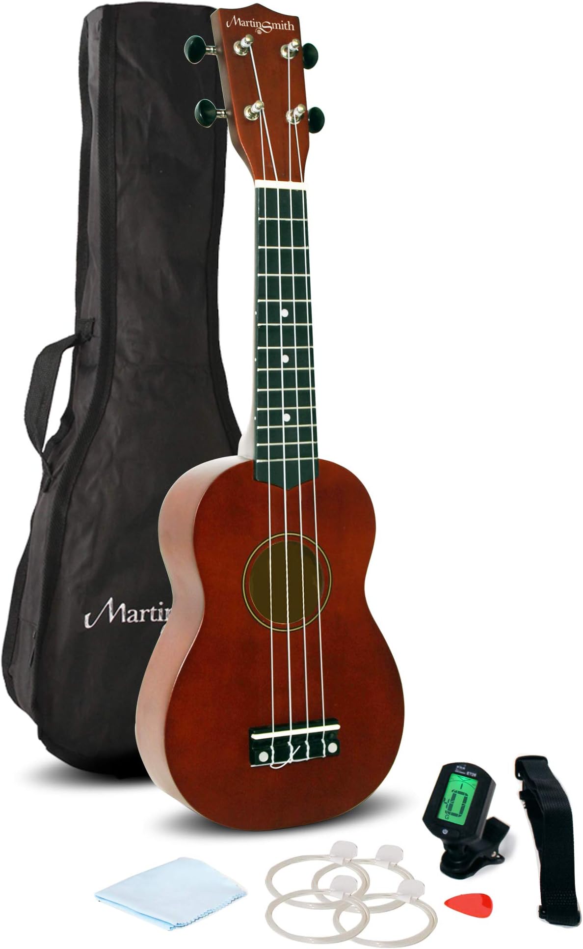 Martin Smith 312 Ukulele Starter Kit - Includes lessons, tuner, strap, spare strings and gig bag. Natura