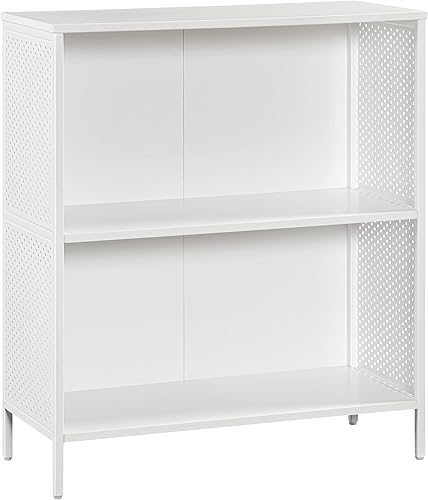 Miniatura 17 de OSP Home Furnishings Ace Librero Contemporáneo Moderno de Almacenamiento con Estantes, 2 Estantes, Acabado Ozark Ash Ceniza Ozark,Blanco,Roble de