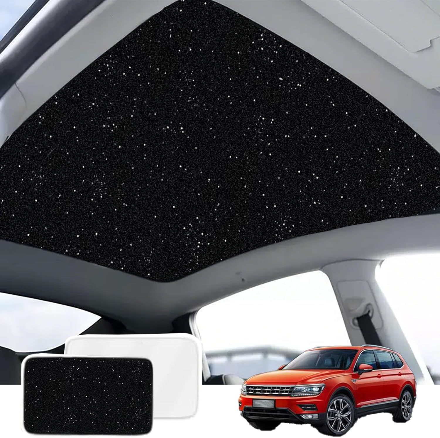 Car Sunroof Shade Compatible with Tiguan 2010-2017 5-Door SUV, Foldable Glass Roof Sunshade with Storage Bag, Heat Insulation Sun Protection Roof Interior Sunshade