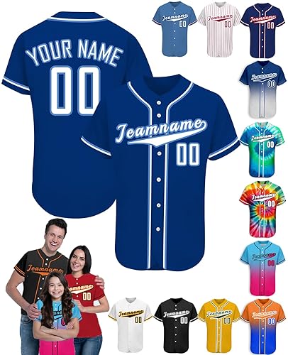 Custom Men Women Kids Baseball Jersey Personalized Name Number Logo