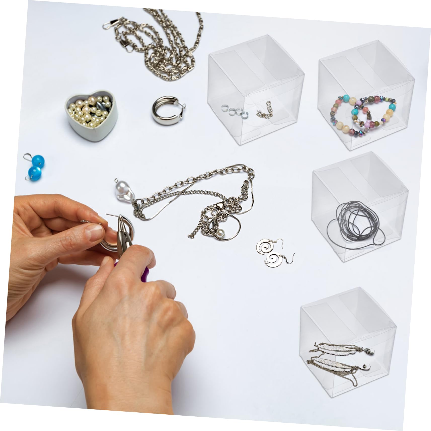 Lurrose 100 Pezzi Scatole Trasparenti Quadrate per Bomboniere Contenitori Mini per Dolci e Caramelle Scatoline Regalo per Compleanni Nozze e Shower Facili da Montare
