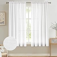 Vista 8 de Cortinas semitraslúcidas de 96 pulgadas de largo, cortinas rojas con dobladillo para cortinero, para sala de estar, dormitorio, paneles de ventana