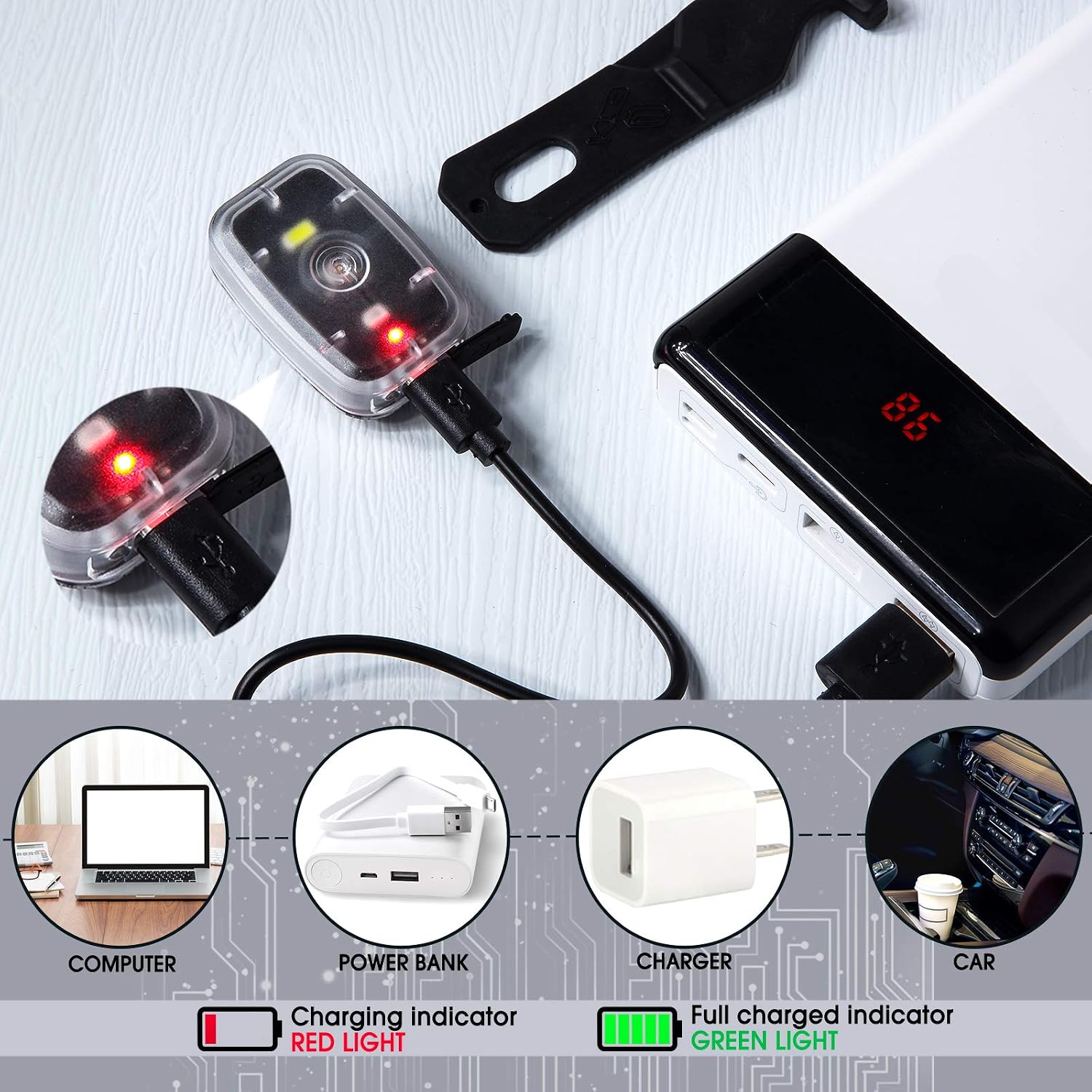LED Safety Running Lights for Runners Clip on Strobe/Running Lights for Runners with 5 Lighting Modes High Visibility Accessories for Cycling, Hiking, Dogs and Kids