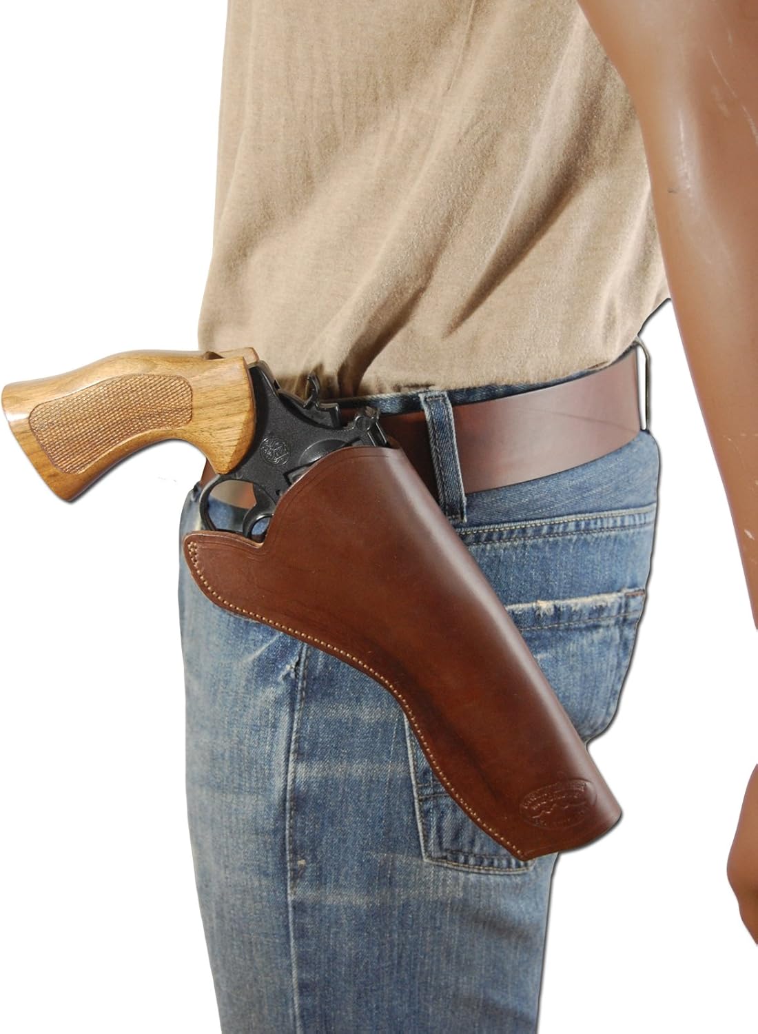 Barsony New Brown Leather Cross-Draw Gun Holster for 6 inch Revolvers
