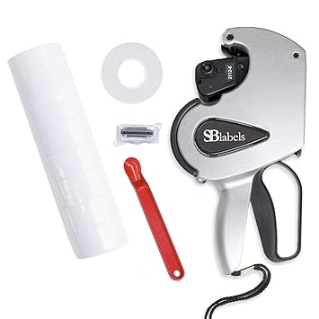 SBLabeler Price Gun Product Bundle/One Line Pricing Gun, Labels, Inker, Label Peeler / 8-Digit Pricing Gun
