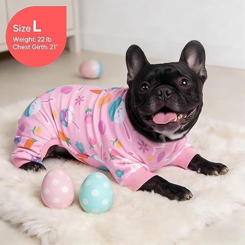 Miniatura 6 de KYEESE Easter Dog Pajamas, Soft Dog Pajamas for Small Dogs Girl, Stretchy Dogs Pjs Velvet Pet Jumpsuit with Eggs & Bunny Pattern, Comfy Lightweight