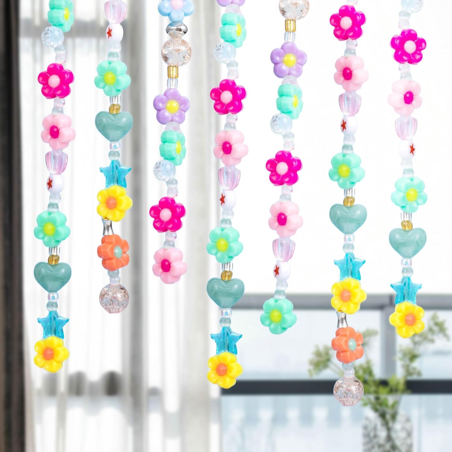 100pcs Five Petal Flower Beads, Multicolor Acrylic Flowers Bead for Jewelry Making, Floral Spacer Beads with Hole, Cute Flower Charm for Necklace, Bracelet, DIY - Style 2 - Image 6