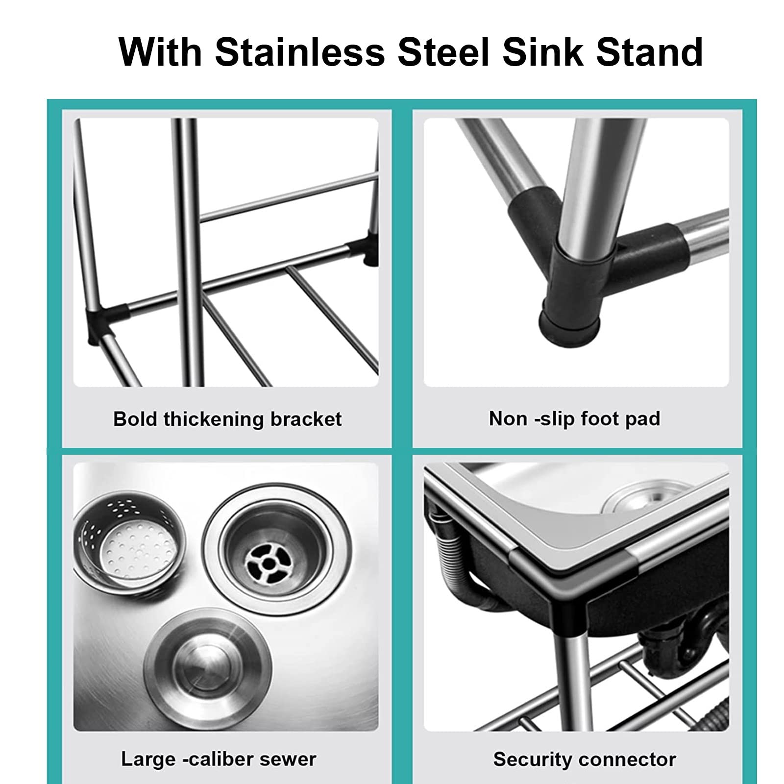 Edelstahlspüle Spülbecken, Spültisch Mit Armatur, Outdoor Küche Garten, Freestanding Stainless Steel Sink, Spülenschrank Mit Spüle Armatur, Miniküche Singleküche Mobiles Camping Waschbecken