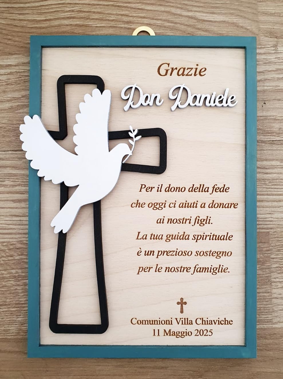Quadro sacro di ringraziamento per Battesimo, Comunione o Cresima, idea regalo personalizzata per prete o catechista
