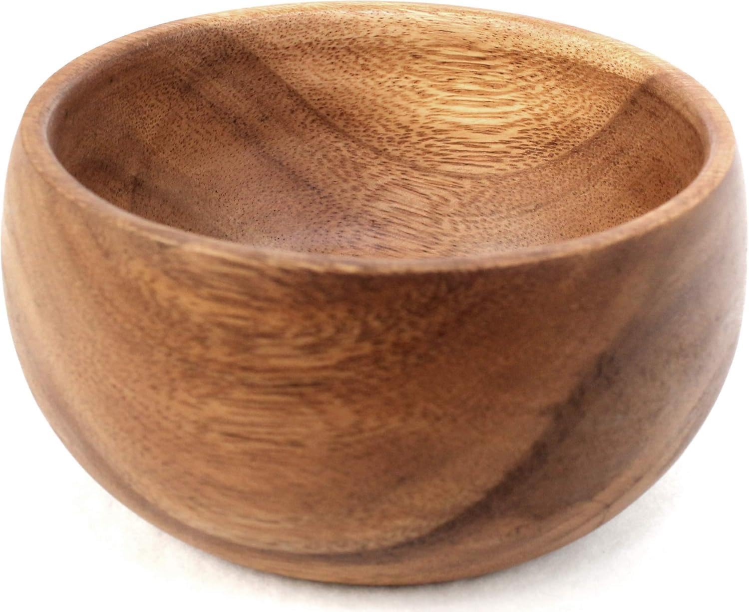 Drewniana misa akacja okrągła miska do serwowania owoców lub sałatek, taca, do kuchni, jadalni, owoców, deserów, przekąsek, 30 cm