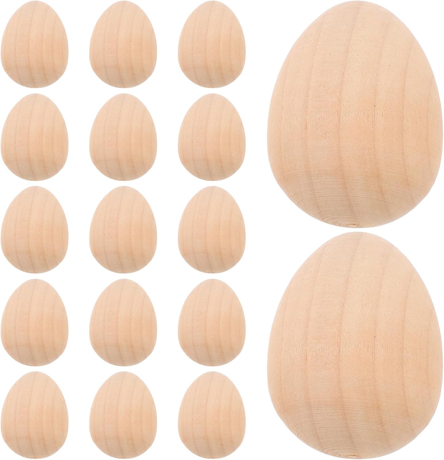Sewroro 20pcs Wooden Easter Eggs Unfinished Blank Easter Eggs DIY Craft Ornaments for Kids Drawing and Painting