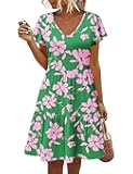 Women's Casual Summer Dress with Pockets V Neck Ruffle Sleeve A-Line Dresses