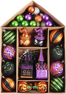 Halloween Ball Ornaments Set, Scary Castle Themed Decorations, Shatterproof Decorative Hanging Assorted Ornaments for Holidays Party Decor Tree Ornament and Events