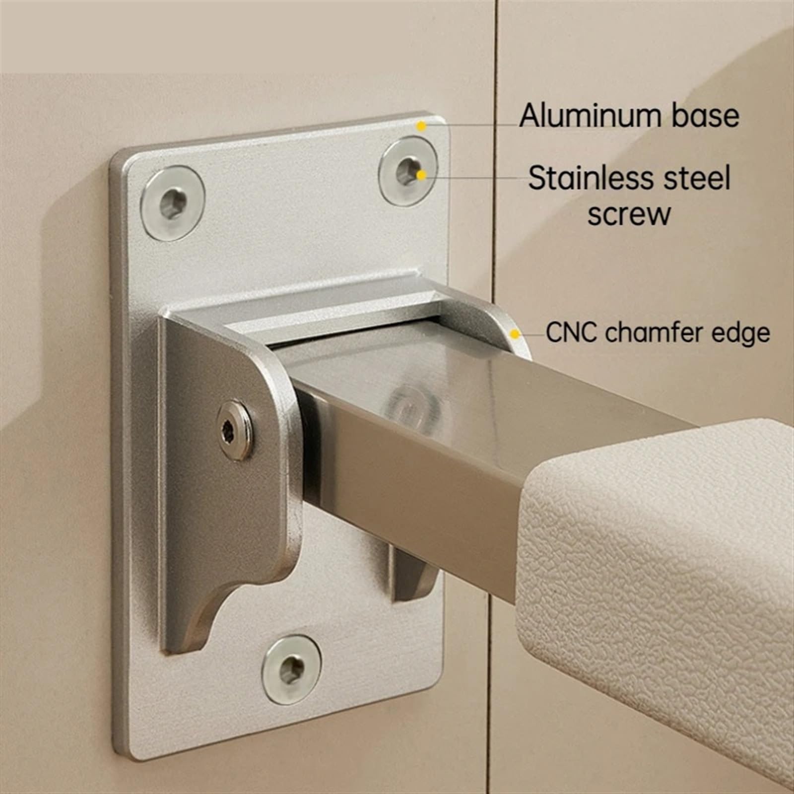 Barra abatible baño Mango Plegable de 24 Pulgadas, Agarre Inodoro Grueso Antideslizante Seguridad montado en la Pared for Herramienta Asistente Superior Amarillo