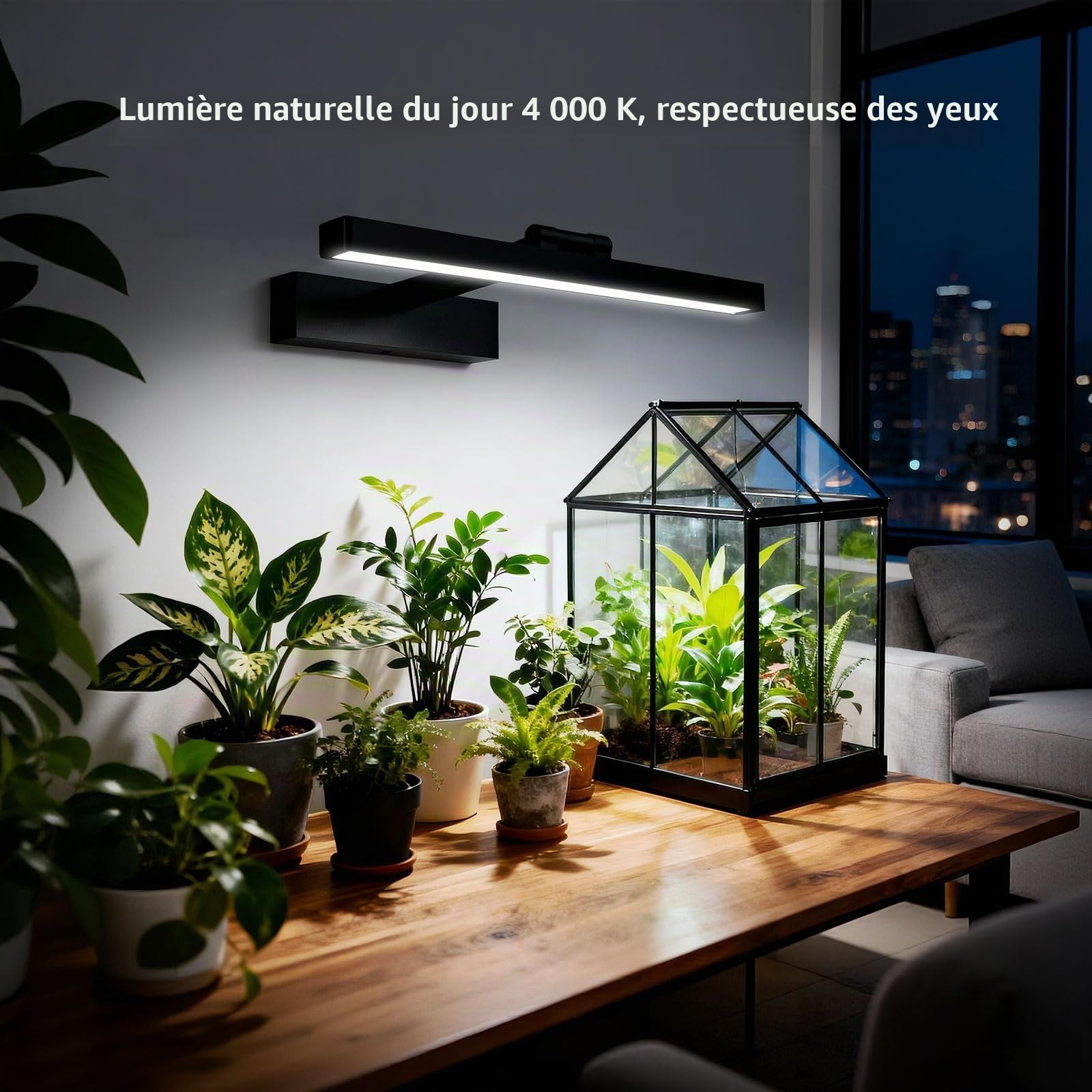 SANSI Lampe de Croissance Murale 35W, Spectre Complet,Telecommande | haute puissance PPFD, intensité variable sur 4 niveaux, minuterie 4/8/12 heures
