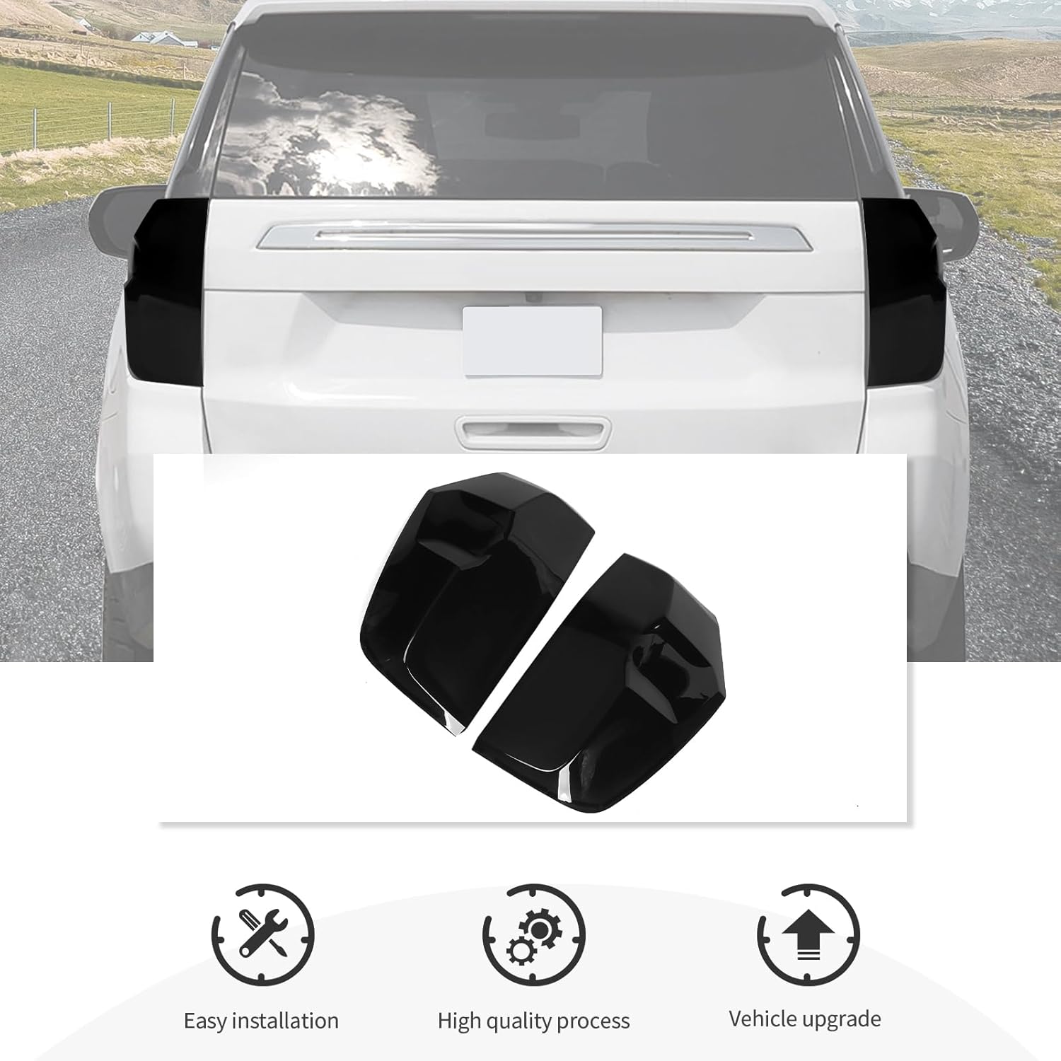 CheroCar Smoked Black Tail Light Lamp Cover Fit for Chevrolet Suburban/Tahoe 2020 2021 2022 2023 2024 2025 2026 Tail Light Cover Trim Rear Guard Blackout Exterior Accessories